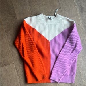 Colorblock Sweater - Orange, White, Purple